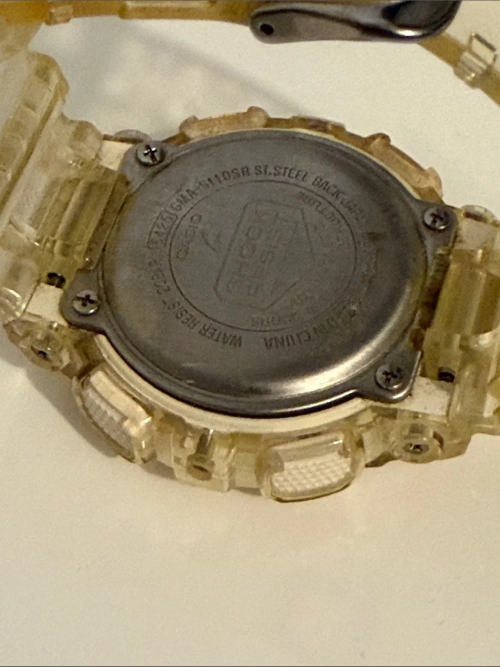 Casio G-Shock Transparent Yellow Resin Watch with Rose-Gold Dial Accents